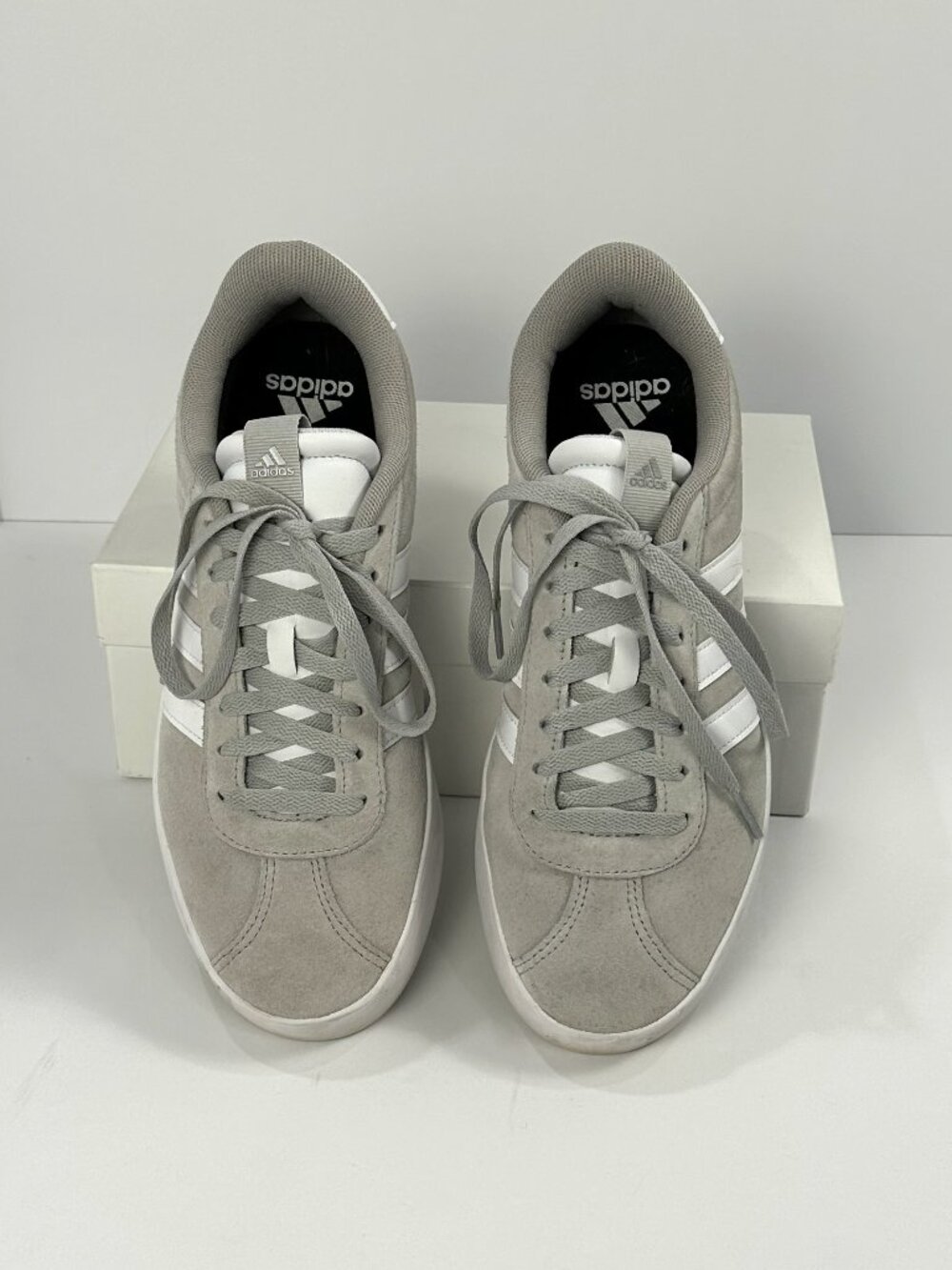 Adidas VL Court 3.0 Light Grey Suede Sneakers